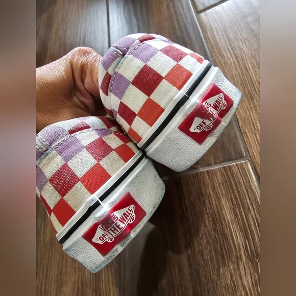 Vans Classic Slip-On Rainbow Checkerboard Sz 7 - Picture 3 of 8